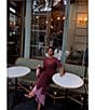Never Fully Dressed Burgundy Deer Printed Round Neck Long Sleeve Mesh Coordinating Top - Image 3