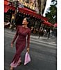 Never Fully Dressed Burgundy Deer Printed Round Neck Long Sleeve Mesh Coordinating Top - Image 4