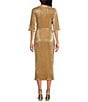 Never Fully Dressed Celeste V-Neck Short Sleeve Plisse Midi Dress, Color:Gold - Image 2