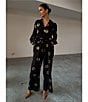 Never Fully Dressed Coordinating Miley Luxe Lightweight Plate Foil Print Collared V-Neck Long Sleeve Button Front Shirt, Color:Black - Image 5