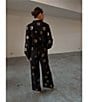Never Fully Dressed Coordinating Miley Luxe Lightweight Plate Foil Print Collared V-Neck Long Sleeve Button Front Shirt, Color:Black - Image 6