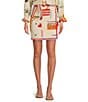 Never Fully Dressed Coordinating Poema Novelty Print Mini Jaspre Wrap Skirt, Color:Cream - Image 1