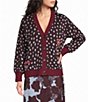 Never Fully Dressed Deer Print V-Neck Long Sleeve Soft Knit Cardigan - Image 1