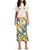 Never Fully Dressed Dorris Tropical Palm Print Pull-On Maxi Skirt, Color:Blue Multi - Image 3