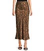 Never Fully Dressed Dorris Satin Leopard Print Cherry Motif Maxi Skirt, Color:Leopard Print - Image 1