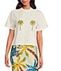 Never Fully Dressed Embroidered Tropical Palm T-Shirt, Color:White - Image 1