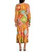 Never Fully Dressed Emma Soller Multicolored Print V-Neck Long Sleeve Midi Dress, Color:Multi - Image 2