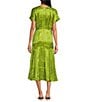 Never Fully Dressed Erin Safari Jacquard Boat Neck Short Sleeve Midi Dress, Color:Green - Image 2