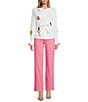 Never Fully Dressed High Rise Denim Scallop Wide Leg Pant, Color:Pink - Image 3