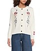 Never Fully Dressed Hollie Enchanted Embroidered Crew Neck Button Front Cardigan, Color:Cream - Image 2