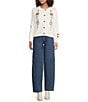 Never Fully Dressed Hollie Enchanted Embroidered Crew Neck Button Front Cardigan, Color:Cream - Image 4