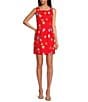 Never Fully Dressed Ioana Shell Print Square Neck Sleeveless Mini Dress, Color:Red - Image 1