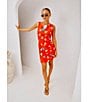 Never Fully Dressed Ioana Shell Print Square Neck Sleeveless Mini Dress, Color:Red - Image 4