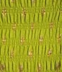 Never Fully Dressed Jojo Bardot Neck Short Puff Sleeves Smocked Midi Fitted Dress, Color:Olive Green - Image 3