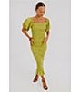 Never Fully Dressed Jojo Bardot Neck Short Puff Sleeves Smocked Midi Fitted Dress, Color:Olive Green - Image 5