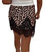Never Fully Dressed Maeva Leopard Printed Lace Hem Mini Skirt - Image 2