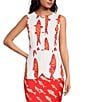 Never Fully Dressed Marina Fish Print Crew Neck Sleeveless Coordinating Waistcoat, Color:White - Image 1