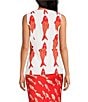 Never Fully Dressed Marina Fish Print Crew Neck Sleeveless Coordinating Waistcoat, Color:White - Image 2
