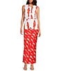 Never Fully Dressed Marina Fish Print Crew Neck Sleeveless Coordinating Waistcoat, Color:White - Image 3