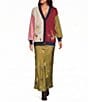 Never Fully Dressed Martha Mystical Printed Split V Long Sleeve Button Front Knit Cardigan - Image 3