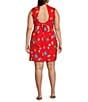 Never Fully Dressed Plus Ioana Shell Print Square Neck Sleeveless Mini Dress, Color:Red - Image 2