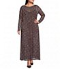 Never Fully Dressed Plus Size Aria Chocolate Deer Print Round Neck Long Sleeve Mesh Maxi Dress - Image 1