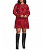 Never Fully Dressed Plus Size Aria Flocked Paisley Printed Round Neck Long Sleeve Mesh Mini Dress - Image 1