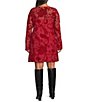 Never Fully Dressed Plus Size Aria Flocked Paisley Printed Round Neck Long Sleeve Mesh Mini Dress - Image 2
