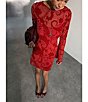 Never Fully Dressed Plus Size Aria Flocked Paisley Printed Round Neck Long Sleeve Mesh Mini Dress - Image 5