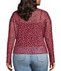 Never Fully Dressed Plus Size Burgundy Deer Printed Round Neck Long Sleeve Mesh Top - Image 2