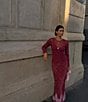 Never Fully Dressed Plus Size Burgundy Deer Printed Round Neck Long Sleeve Mesh Top - Image 5
