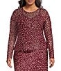 Never Fully Dressed Plus Size Burgundy Deer Printed Round Neck Long Sleeve Mesh Coordinating Top - Image 1
