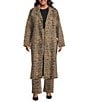 Never Fully Dressed Plus Size Leopard Print Long Sleeve Denim Trench Coat, Color:Brown - Image 2
