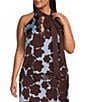 Never Fully Dressed Plus Size Lily Jaden Floral Printed V-Neck Sleeveless Lace Trim Coordinating Top - Image 1