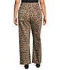 Never Fully Dressed Plus Size Lucia Leopard Print Scallop Pocket Detail Jeans, Color:Leopard - Image 2