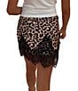 Never Fully Dressed Plus Size Maeva Leopard Printed Lace Hem Mini Skirt - Image 2