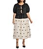 Never Fully Dressed Plus Size Monika Tulle Scallop Drop Waist Bow Maxi Skirt, Color:Black - Image 3