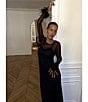 Never Fully Dressed Plus Size Round Neck Long Sleeve Feather Trim Mesh Maxi Dress - Image 5