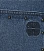 Never Fully Dressed Plus Studded Structure Barrel Denim Jeans, Color:Blue - Image 6