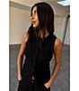 Never Fully Dressed Ribbed Knit Crew Neck Sleeveless Studded Button Front Tank, Color:Black - Image 5