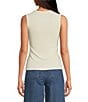 Never Fully Dressed Ribbed Knit Crew Neck Sleeveless Studded Button Front Tank, Color:Cream - Image 2