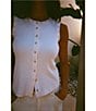 Never Fully Dressed Ribbed Knit Crew Neck Sleeveless Studded Button Front Tank, Color:Cream - Image 6