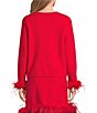 Never Fully Dressed Round Neck Long Sleeve Feather Cuff Coordinating Sweater - Image 2