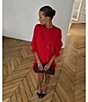 Never Fully Dressed Round Neck Long Sleeve Feather Cuff Coordinating Sweater - Image 5