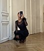 Never Fully Dressed Round Neck Long Sleeve Feather Trim Mesh Maxi Dress - Image 6