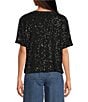 Never Fully Dressed Sequin Crew Neck Short Sleeve Top, Color:Black - Image 2