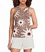 Never Fully Dressed Soleil Sun Print Ribbed Crew Neck Sleeveless Coordinating Tank - Image 1