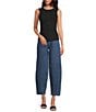 Never Fully Dressed Studded Structure Barrel Denim Jeans, Color:Blue - Image 5
