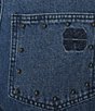 Never Fully Dressed Studded Structure Barrel Denim Jeans, Color:Blue - Image 6