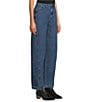 Never Fully Dressed Studded Structure Barrel Denim Jeans, Color:Blue - Image 3